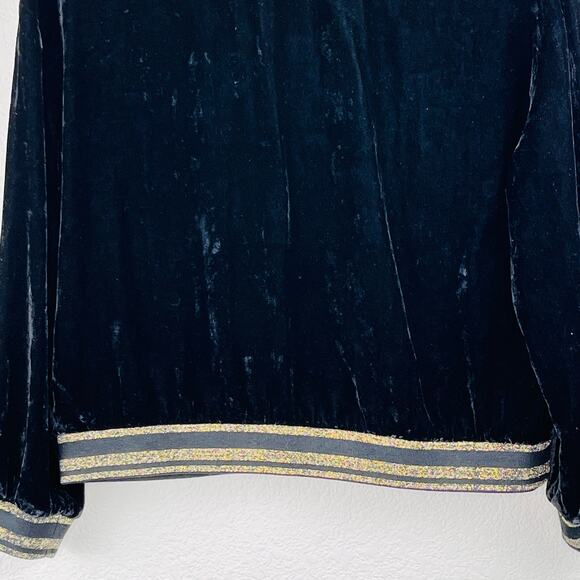 Elevenparis Black Velvet Gold Metallic Stripe Crewneck Pullover Sweatshirt SM/MD - Picture 5 of 12